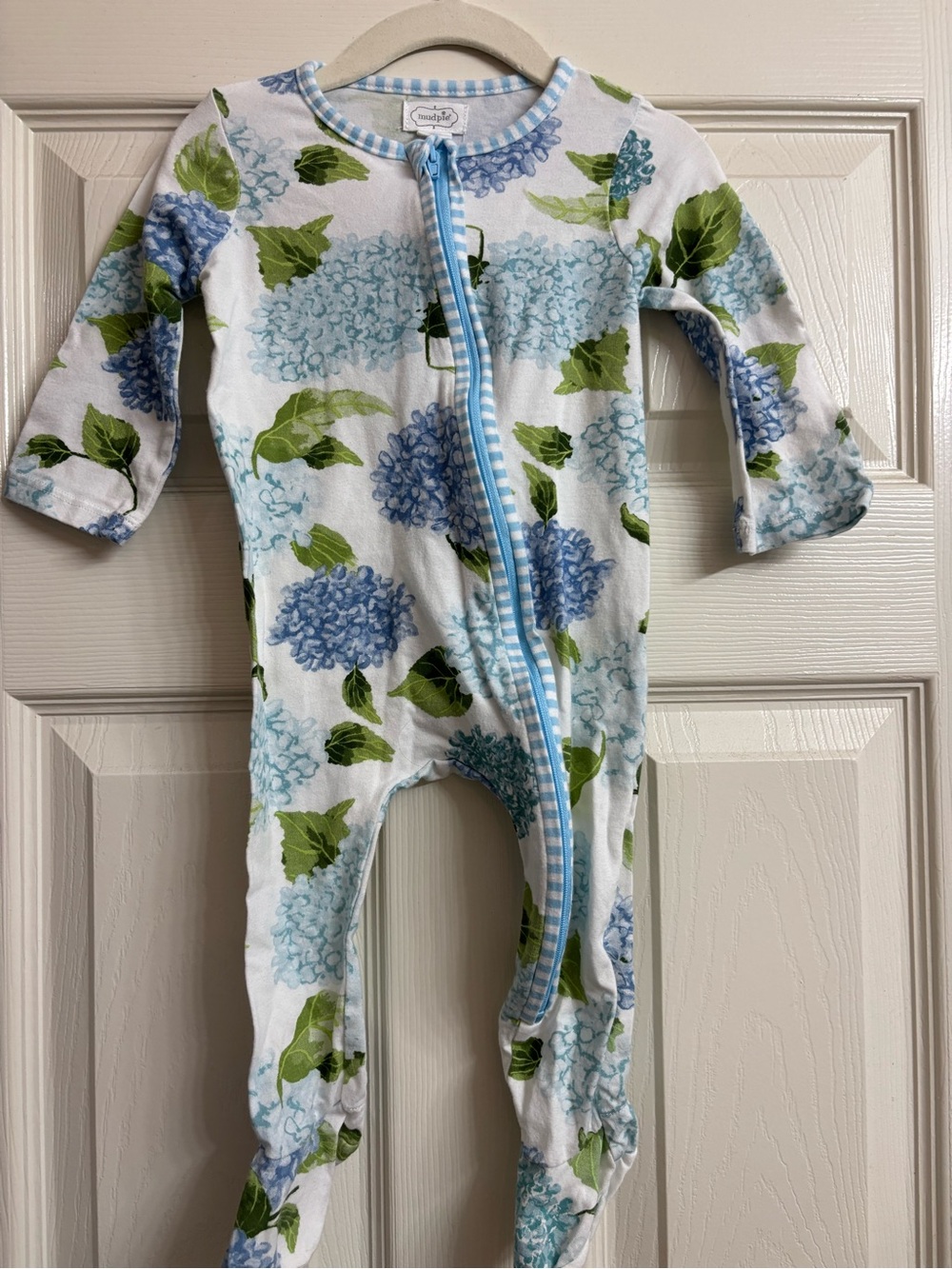 Mudpie Hydrangea Print One-Piece Sleeper - Blue/Green